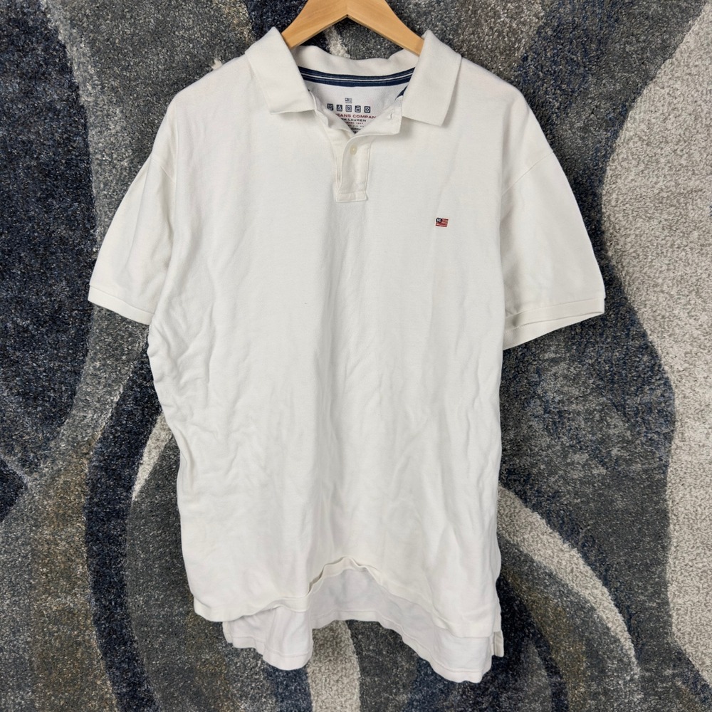 Polo Jeans Company Ralph Lauren Polo Shirt Mens‎ XL White Excellent Pique Logo